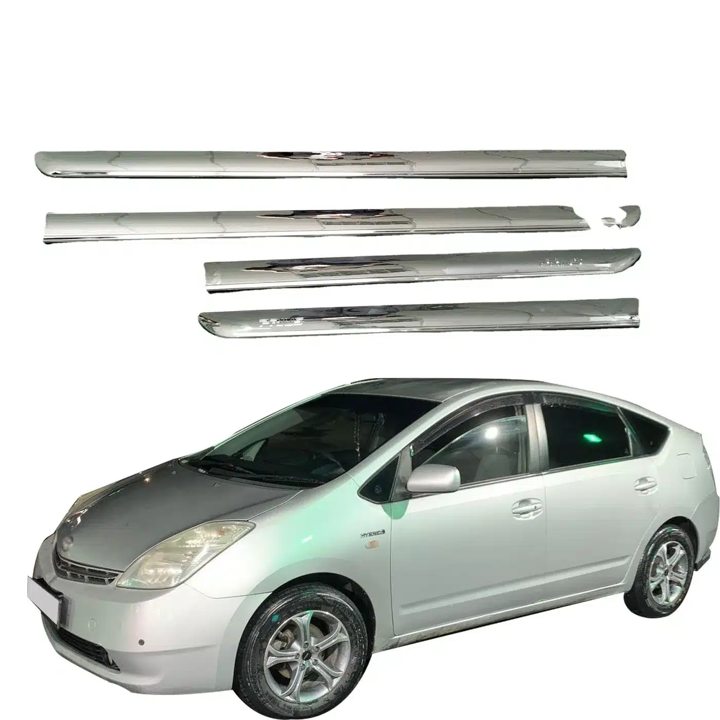 Chrome Exterior Side Door Molding Protector Trim Guards for 2004-2009 Toyota Prius (XW20)
