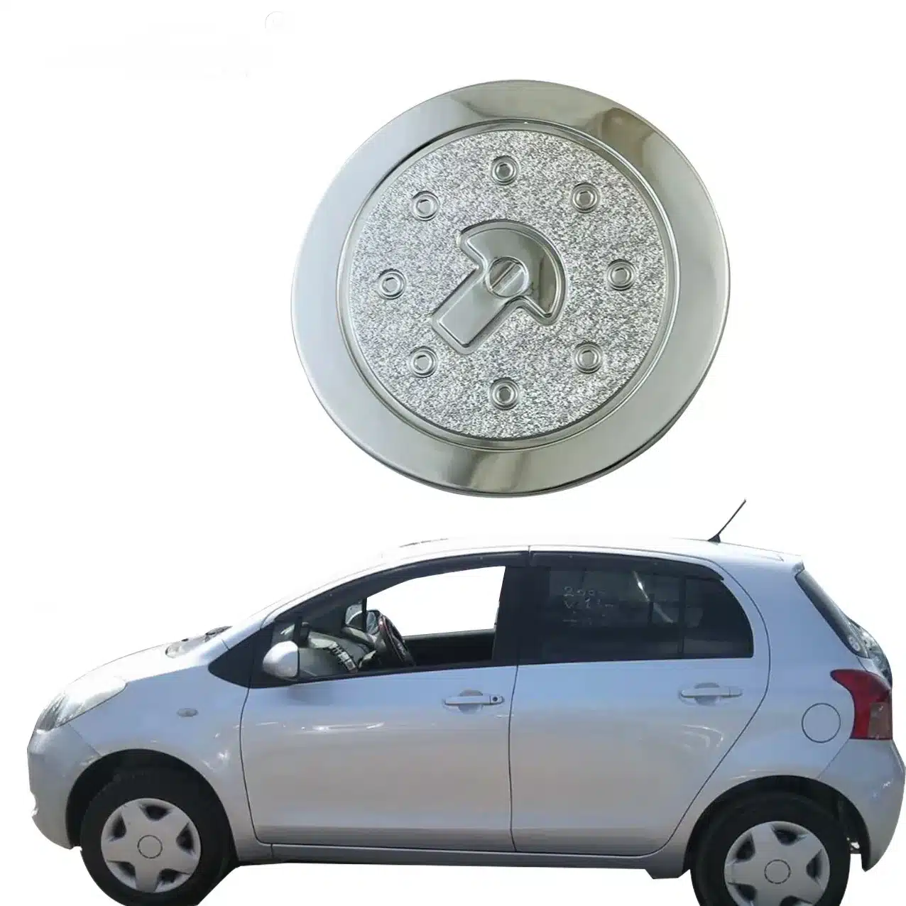 Fuel Tank Gas Cap Cover For Toyota Vitz 1996-2006 Exterior Decorative Protector Chrome Finish