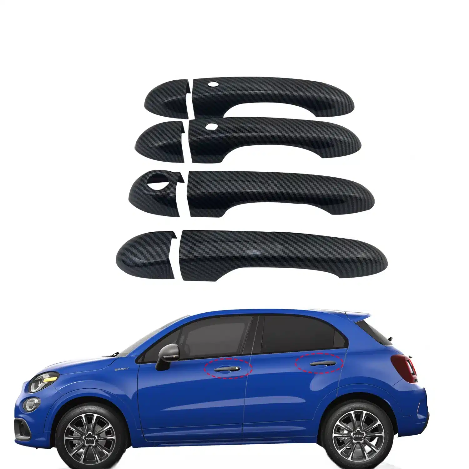 Exterior Door Handle Cover Trim Set for Fiat 500X 2016-2023, Protective Door Handle Overlays