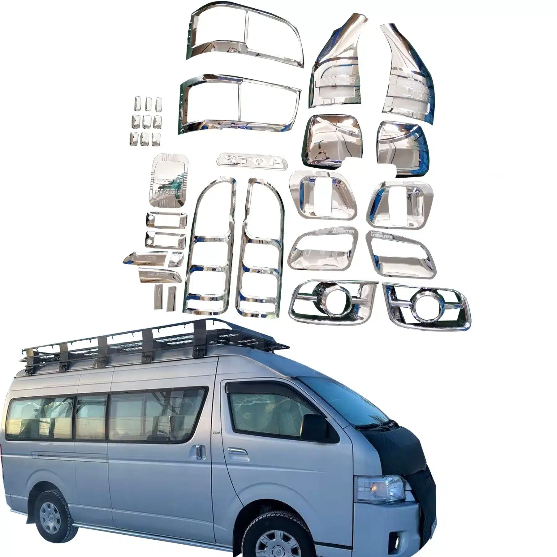 Chrome Exterior Tail Light Trim Cover Set for Hiace 200 Series, ABS Material Rear Lamp Decorative Frame