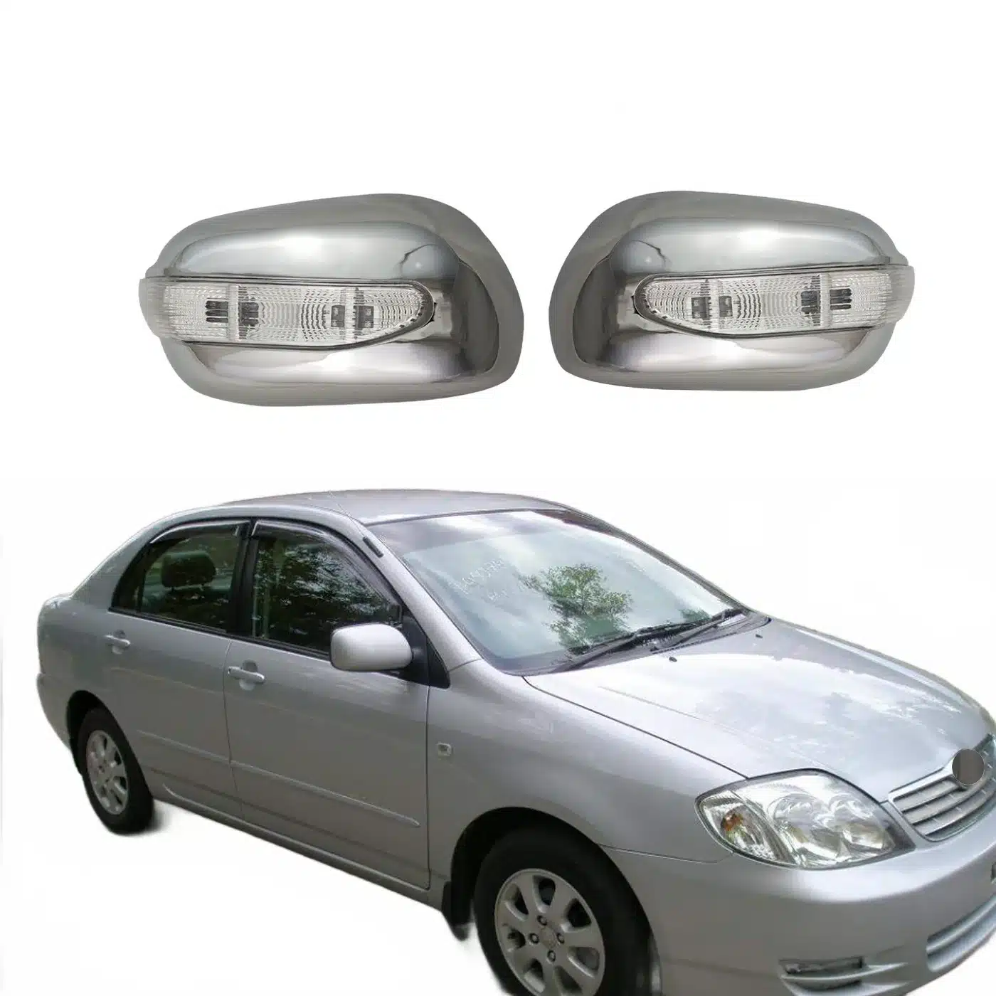 LED Wing Mirror Cover Caps with Signal Indicators for Toyota Corolla 2001-2004