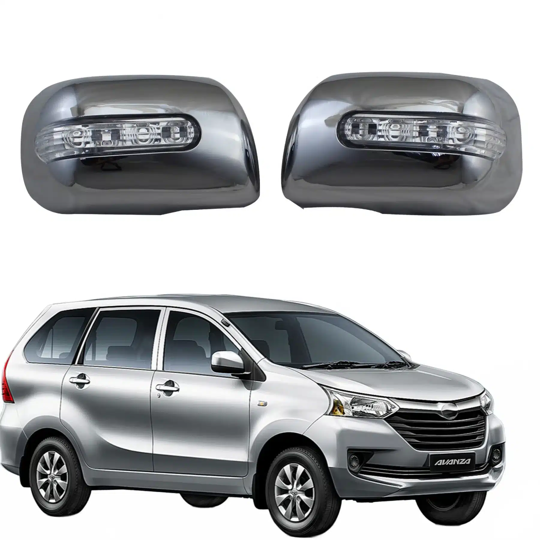LED Wing Mirror Cover Cap with Integrated Turn Signal Indicator for Toyota Avanza Xenia Wigo 2012-2016