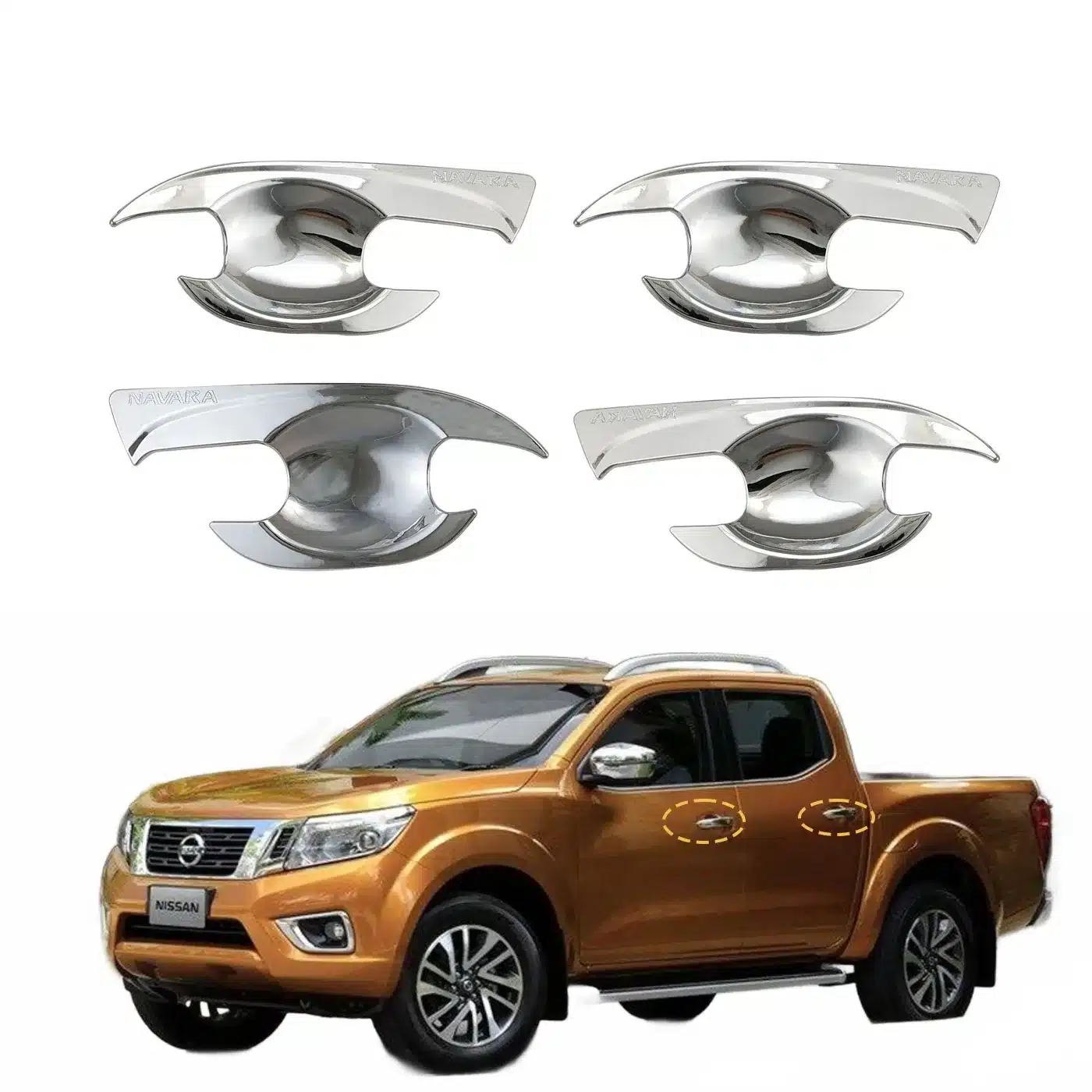 Chrome Door Handle Bowl Cover Protection Trim for Nissan Navara NP300 2015-2020