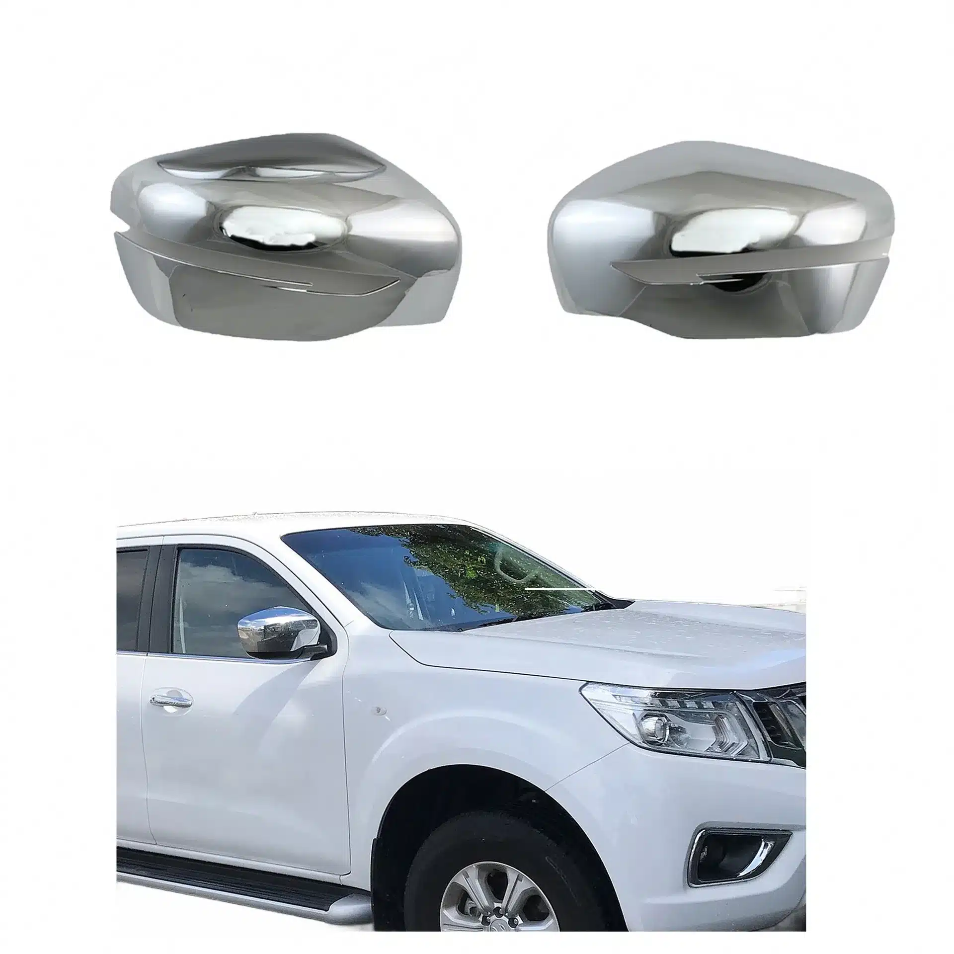 Chrome Side Rearview Mirror Covers for Nissan Navara NP300 Frontier 2014-2019