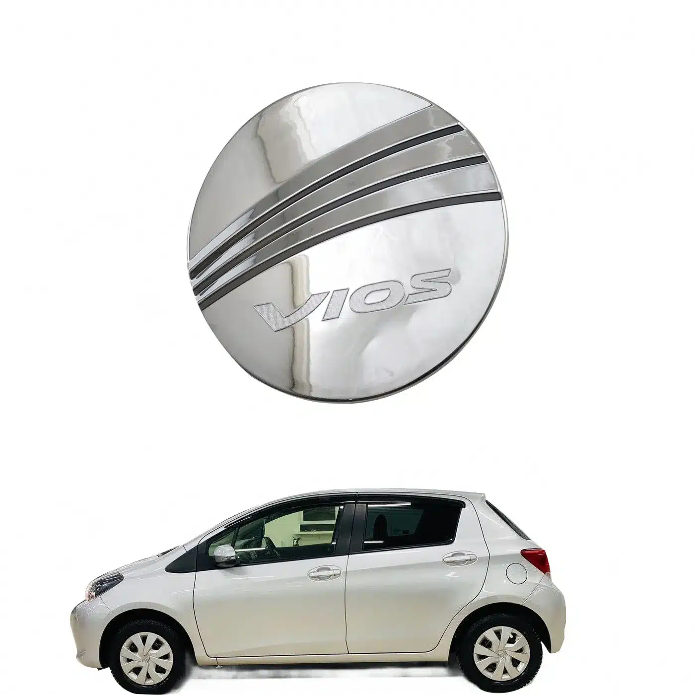 Fuel Tank Cap Cover Exterior Decoration Trim ABS Silver Chrome compatible with Toyota Vios 2014