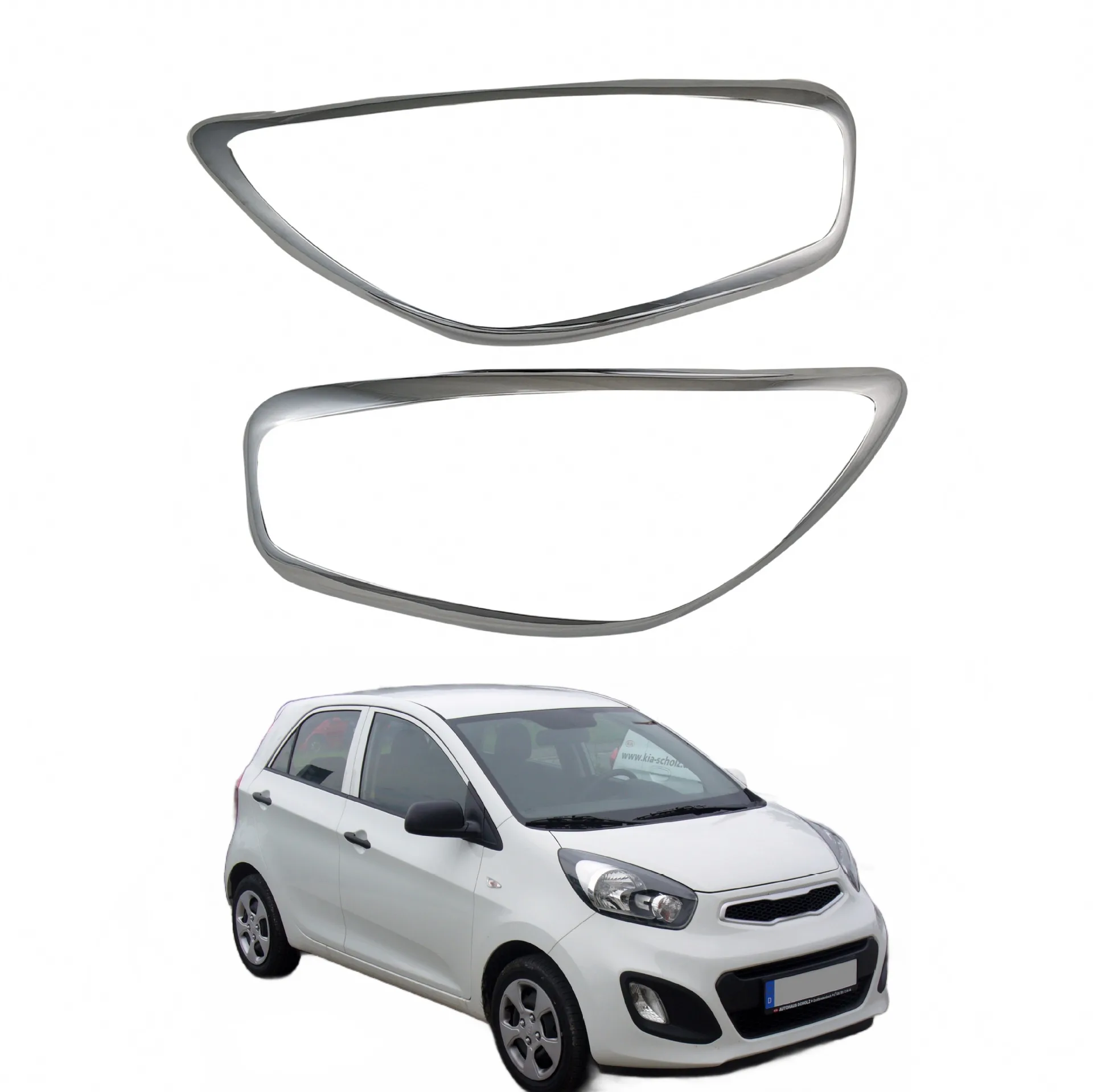 Front Headlight Cover Chrome Frame Bezels Trim for Kia Morning Picanto 2012-2018