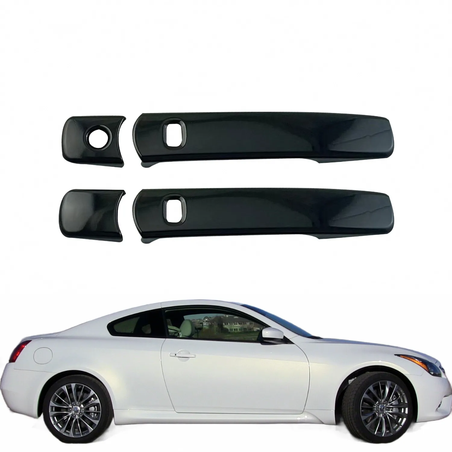 Gloss Black Exterior Door Handle Covers Trim for Infiniti G37 Coupe 2008-2013