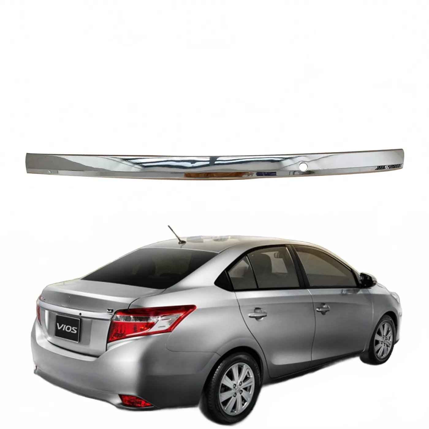 Chrome Rear Trunk Garnish Trim Strip for Toyota Vios 2014-2016 Exterior Decorative Cover