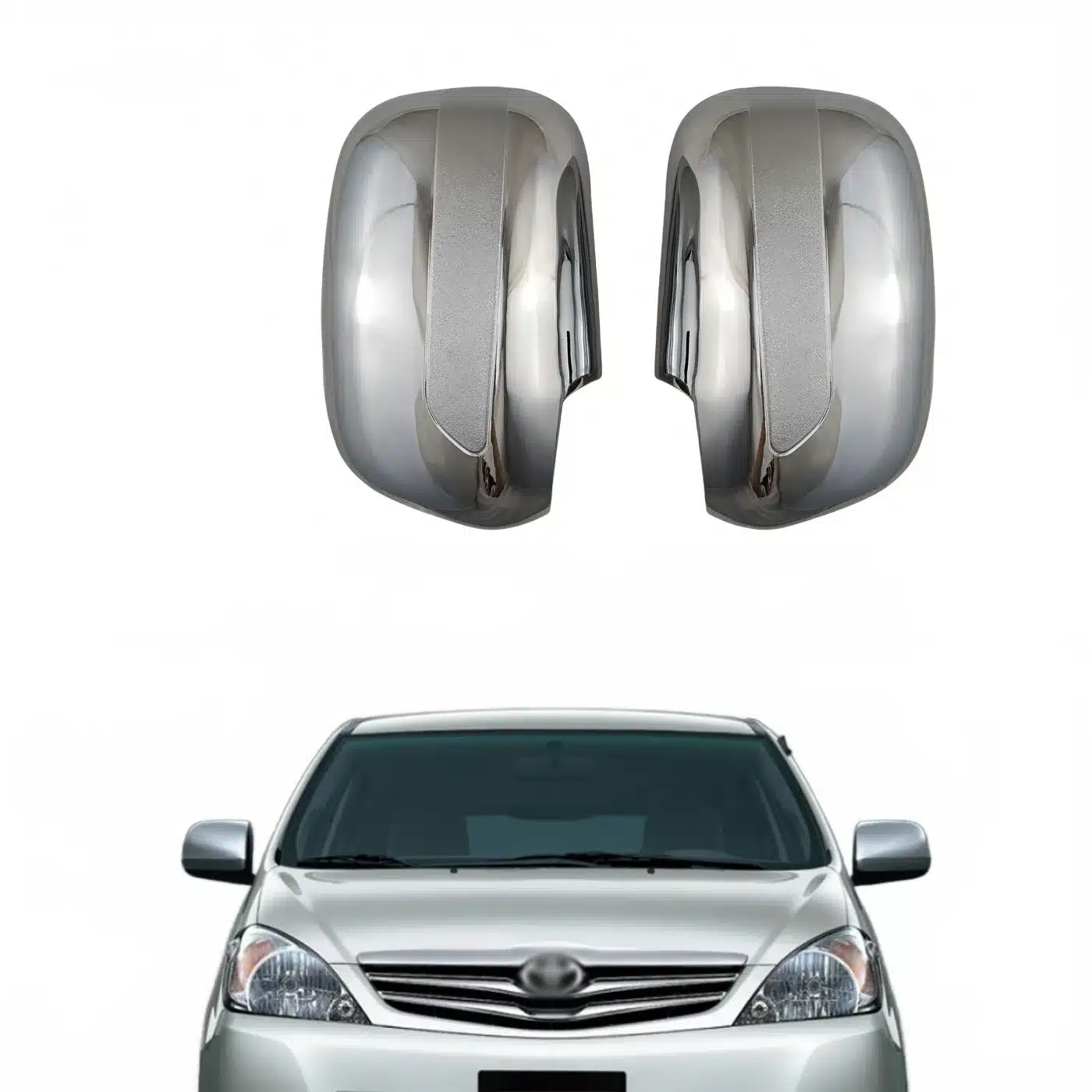 Chrome Plated ABS Rearview Mirror Cover Trim for Toyota Kijang Innova 2004-2012 Left and Right Pair