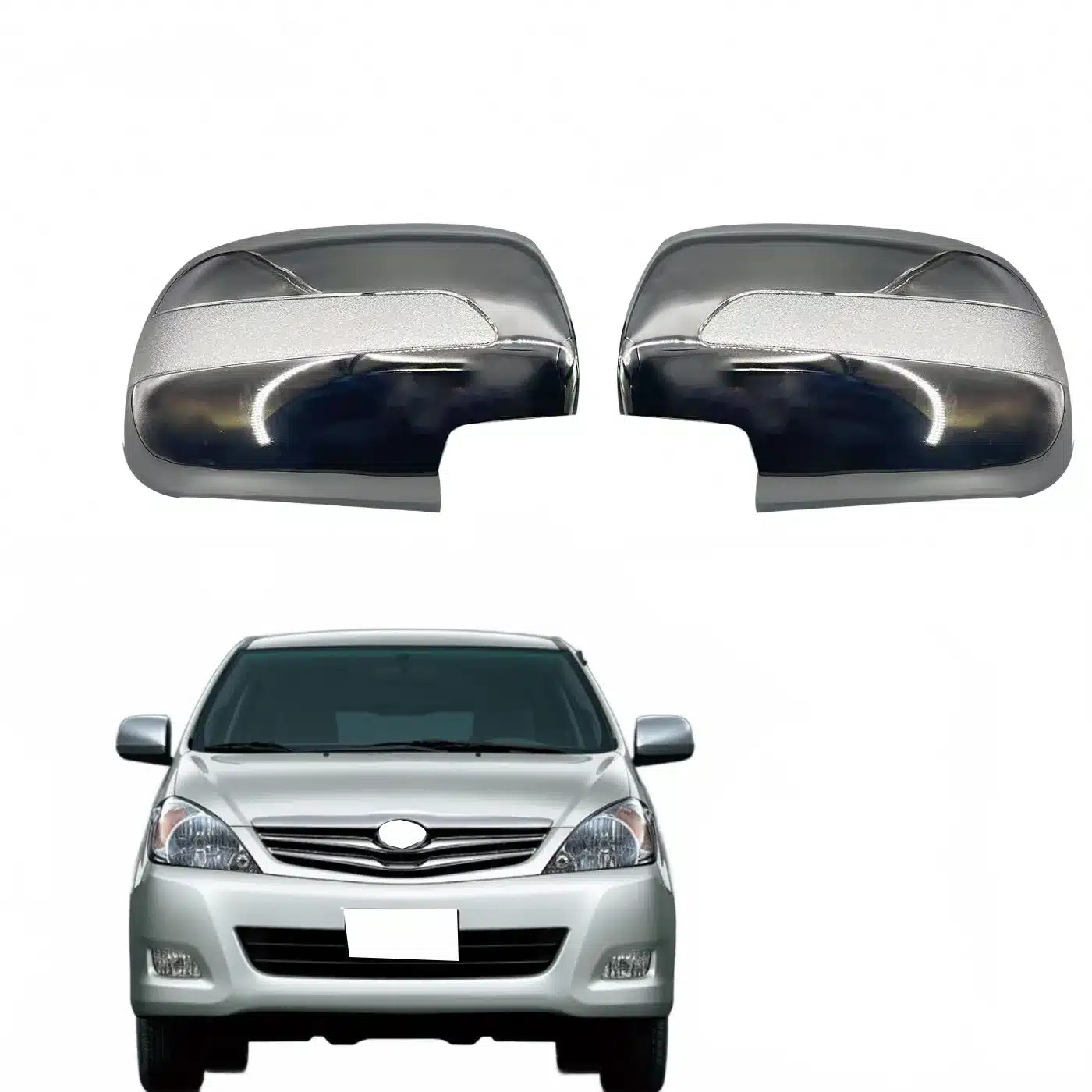 Chrome Plated ABS Side Rearview Mirror Covers Outer Shell Protection Garnish for Toyota Innova 2004