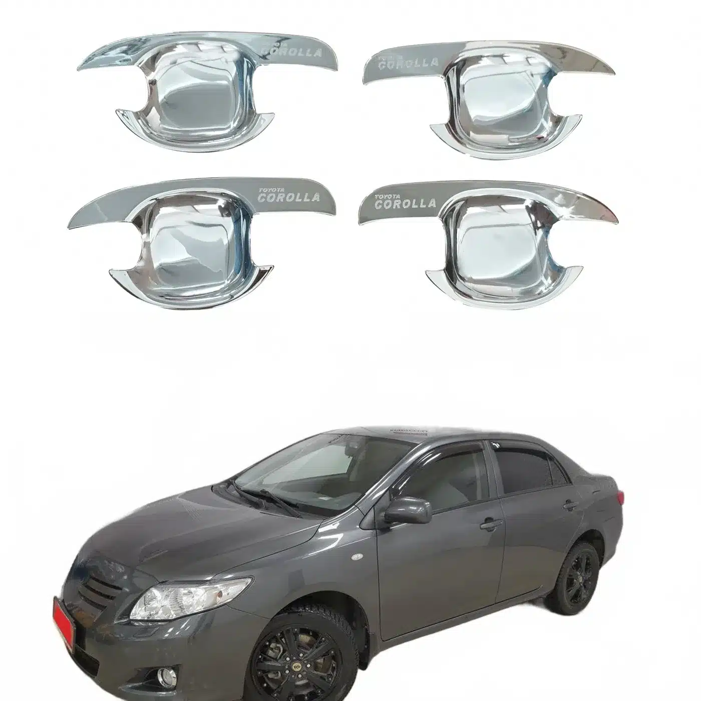 Chrome Exterior Door Handle Bowl Covers for Toyota Corolla 2001-2007, 4-Piece Trim Set