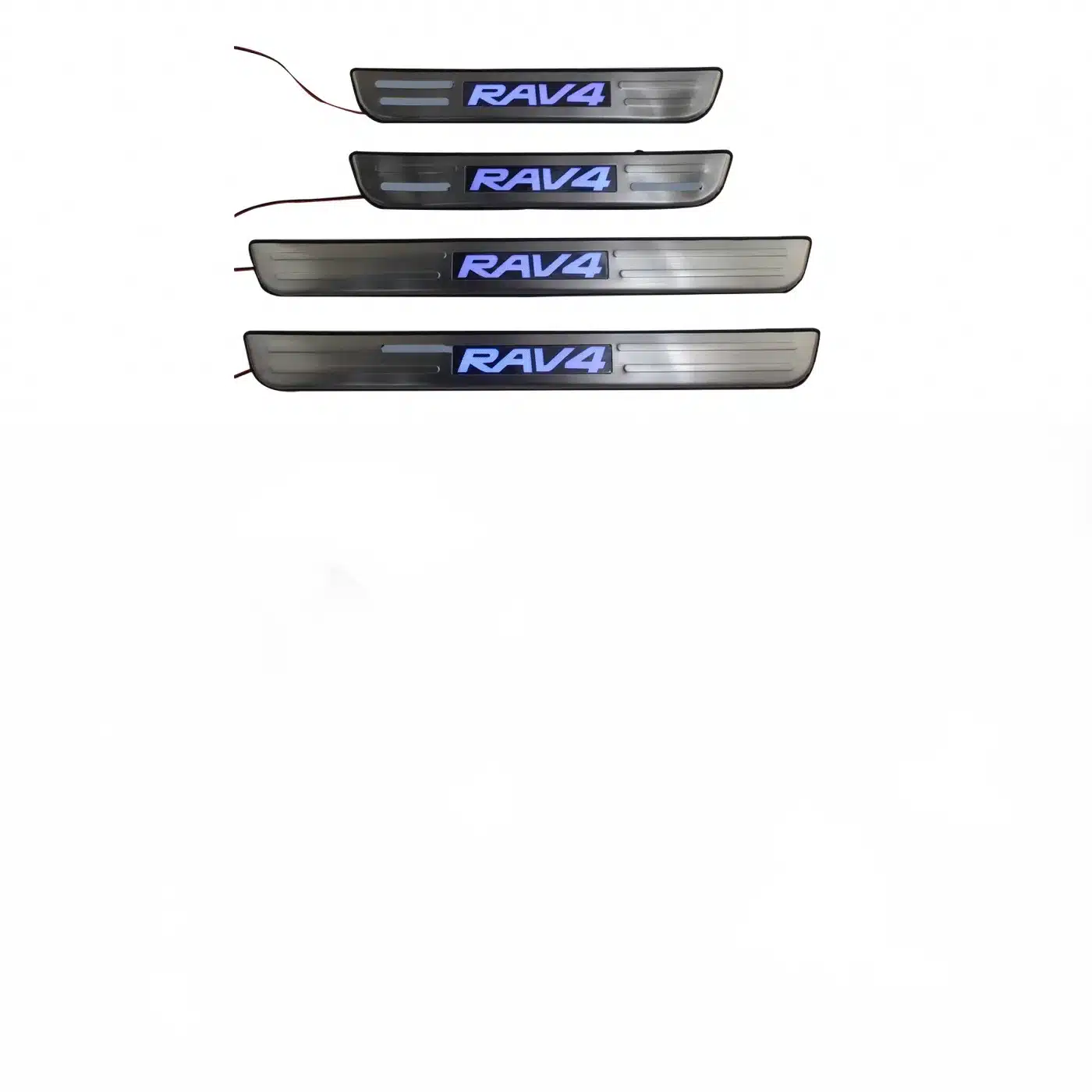 LED Door Sill Scuff Plates Stainless Steel Guard Protectors with Blue Light Compatible with RAV4 2013-2014