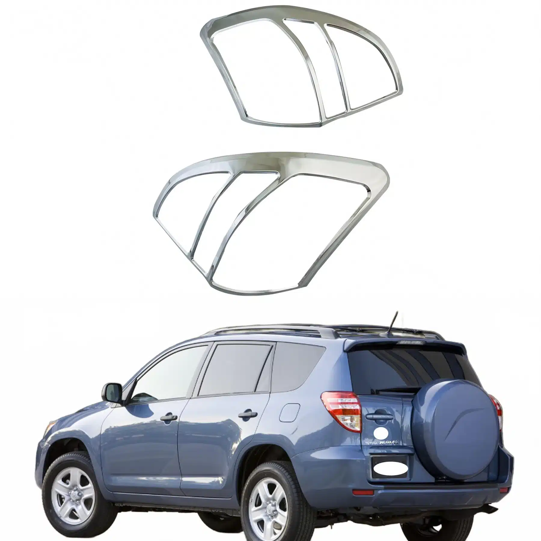 Chrome Rear Tail Light Covers Trim for 2009-2012 RAV4, ABS Triple Plated Exterior Accents