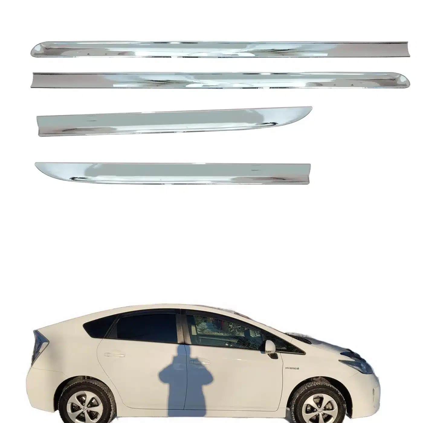 Chrome Side Door Streamer Molding Trim for Toyota Prius 30 Series Exterior Protection Strips
