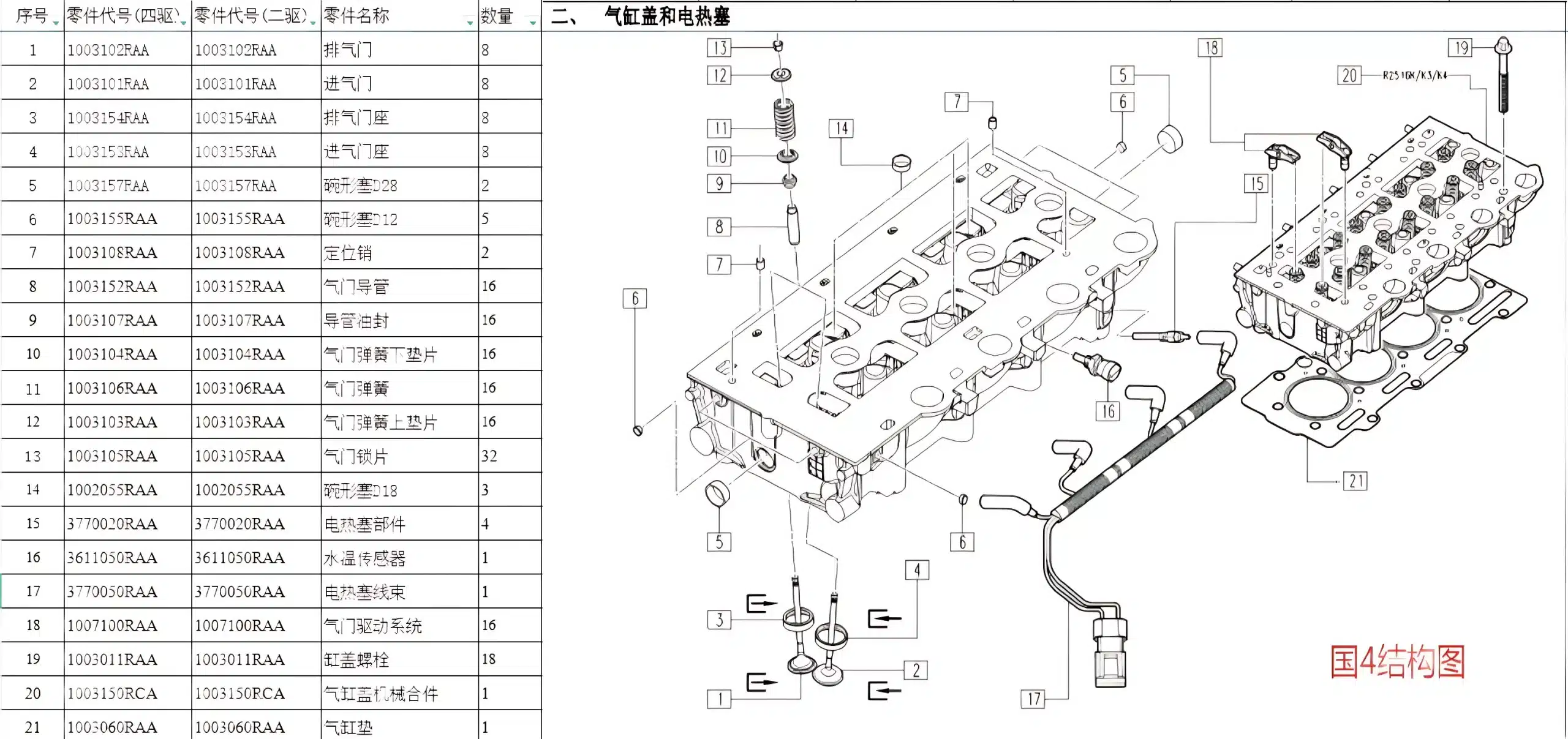 VM Motori VMR425 2.5L Diesel Engine Cylinder Head Bolt 1003011RAA