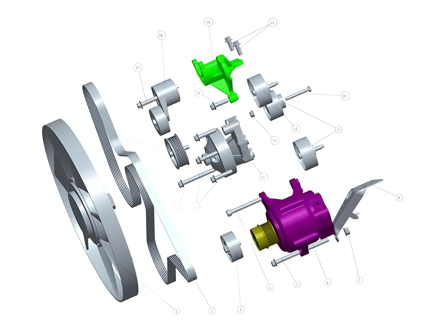 Sida Power Tensioner Pulley Assembly for SD4V25 2.5L Diesel Engine (1023020-V1055R)