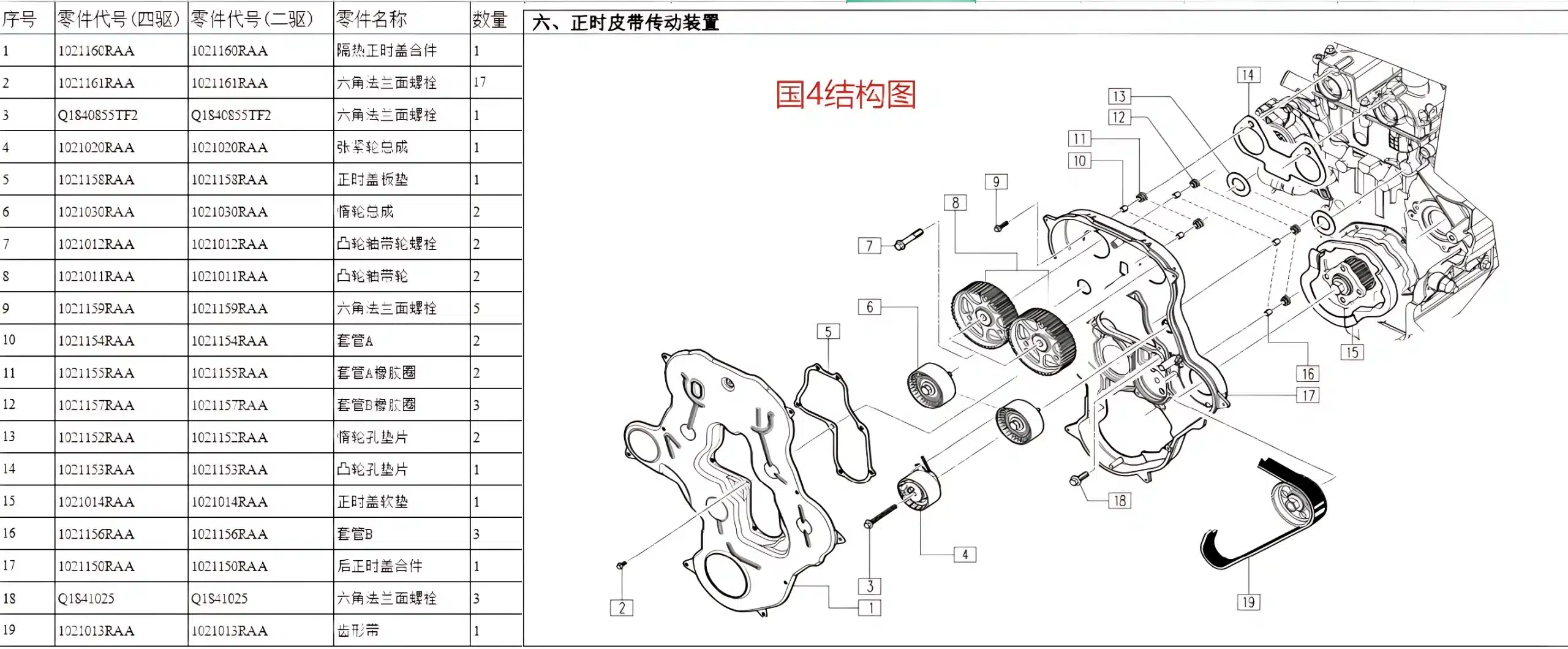 Genuine Jiangxi Isuzu Camshaft Bolt (1021012RAA) for JE4D25 2.5L Diesel Engine