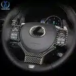 Real Carbon Fiber Steering Wheel Emblem Frame Trim for Lexus IS250 NX200t 300h CT200h Interior Accessories