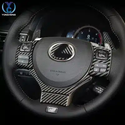 Real Carbon Fiber Steering Wheel Emblem Frame Trim for Lexus IS250 NX200t 300h CT200h Interior Accessories Real Carbon Fiber Steering Wheel Emblem Frame Trim for Lexus IS250 NX200t 300h CT200h Interior Accessories