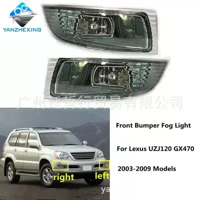 Front Bumper Passenger Side Fog Light Replacement for 2003-2009 Lexus GX470, Halogen Fog Lamp Right Front Bumper Passenger Side Fog Light Replacement for 2003-2009 Lexus GX470, Halogen Fog Lamp Right