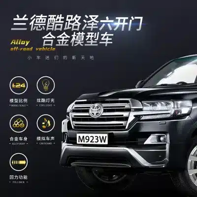 1:24 Scale Die-Cast Toyota Land Cruiser Model Car, Alloy Off-Road Toy Vehicle with Sound, Light, and 6 Opening Doors 1:24 Scale Die-Cast Toyota Land Cruiser Model Car, Alloy Off-Road Toy Vehicle with Sound, Light, and 6 Opening Doors