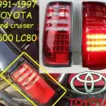 LED Tail Lights Assembly for 1991-1997 Toyota Land Cruiser LC80 FJ80 FZJ80, Rear Brake Lamps with DRL