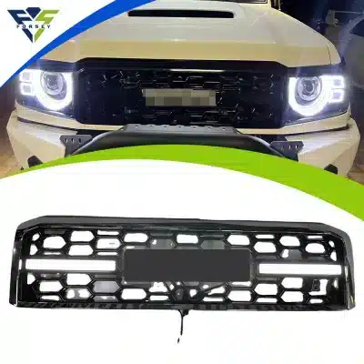 Front Bumper Grille with LED Lights for Toyota Land Cruiser LC70 LC75 LC76 LC79 2007-2016, GR Sport Style Black Front Bumper Grille with LED Lights for Toyota Land Cruiser LC70 LC75 LC76 LC79 2007-2016, GR Sport Style Black