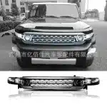 Front Bumper Grille with LED Lights for 2007-2021 Toyota FJ Cruiser, Road-Tiger Style Mesh Grille Gloss Black