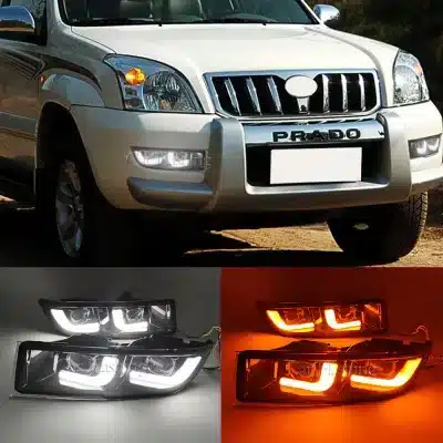 LED Fog Light Assembly with DRL Sequential Turn Signal for Toyota Land Cruiser Prado 120 LC120 FJ120 2002-2010 LED Fog Light Assembly with DRL Sequential Turn Signal for Toyota Land Cruiser Prado 120 LC120 FJ120 2002-2010