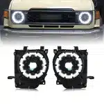 Full LED Headlight Assembly with Low-Profile Raised Design for Toyota Land Cruiser LC76 LC78 LC79, IP68 Waterproof