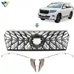 Glossy Black Front Bumper Grille Diamond-Style Mesh Replacement for Toyota Prado FJ150 2018-2021