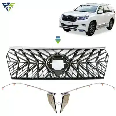 Glossy Black Front Bumper Grille Diamond-Style Mesh Replacement for Toyota Prado FJ150 2018-2021 Glossy Black Front Bumper Grille Diamond-Style Mesh Replacement for Toyota Prado FJ150 2018-2021