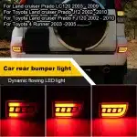 LED Rear Bumper Light Pair for 2003-2009 Toyota Prado, Smoked Red Lens Brake Fog Lamps