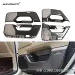 8-Piece Interior Door Anti-Kick Plate Protector Set for 2008-2023 Toyota Land Cruiser LC200 LC300, Carbon Fiber Style ABS Finish