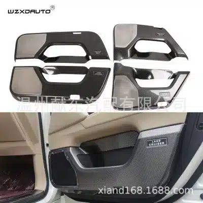 8-Piece Interior Door Anti-Kick Plate Protector Set for 2008-2023 Toyota Land Cruiser LC200 LC300, Carbon Fiber Style ABS Finish 8-Piece Interior Door Anti-Kick Plate Protector Set for 2008-2023 Toyota Land Cruiser LC200 LC300, Carbon Fiber Style ABS Finish