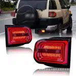 DK MOTION Smoked Red LED Tail Lights Assembly for 2007-2020 Toyota FJ Cruiser, Full LED Dynamic Sequential Turn Signal Lamps