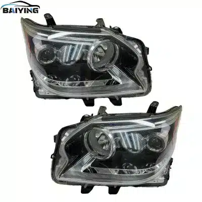 LED Projector Headlight Assembly with Sequential Turn Signal for 2014-2019 Lexus GX460, White Housing