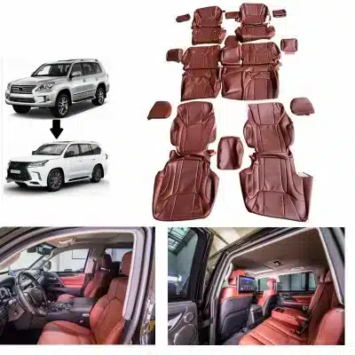 Full Set Leather Seat Covers for 2012-2015 Lexus LX570, Custom Fit 6-Seater Interior Protector, Orange Full Set Leather Seat Covers for 2012-2015 Lexus LX570, Custom Fit 6-Seater Interior Protector, Orange