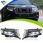 LED Projector Headlights with Sequential Flow Turn Signals and DRL for 2018-2021 Toyota Prado LC150