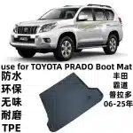 TPE All-Weather Trunk Mat with 2nd Row Backrest Protector for 2024-2025 Toyota Prado (6-Seater), Waterproof Trunk Liner Black