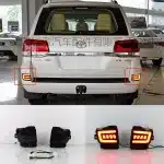 LED Rear Bumper Reflector Lights for 2016-2020 Toyota Land Cruiser LC200 FJ200, Sequential Turn Signal Brake Tail Lamps, 1 Pair