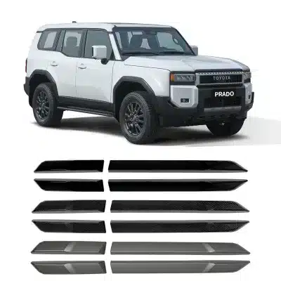 4PCS Carbon Fiber Style Door Side Body Trim Strips for 2024 Toyota Prado LC250, Anti-Collision Scratch Guard 4PCS Carbon Fiber Style Door Side Body Trim Strips for 2024 Toyota Prado LC250, Anti-Collision Scratch Guard