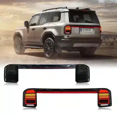 LED Tail Light Assembly with Dynamic Turn Signal for 2024 Toyota Land Cruiser Prado LC250, Smoked Lens Rear Lamp
