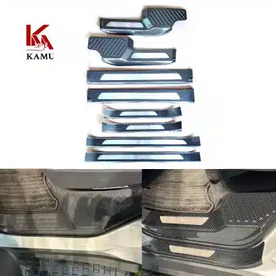 Interior Door Sill Guard Protectors for 2024-2025 Toyota Prado LC250, Carbon Fiber Style ABS Welcome Pedal Trim, 4-Piece Set Interior Door Sill Guard Protectors for 2024-2025 Toyota Prado LC250, Carbon Fiber Style ABS Welcome Pedal Trim, 4-Piece Set