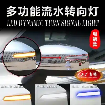 LED Side Mirror Sequential Turn Signal Light Assembly with DRL and Blue Puddle Welcome Light for Toyota Land Cruiser LC300 Tundra
