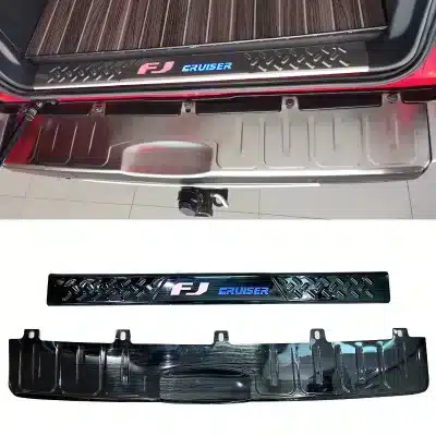 LED Door Sill Guard and Rear Bumper Protector Plate for 2007-2021 Toyota FJ Cruiser, Aluminum Alloy Silver Finish LED Door Sill Guard and Rear Bumper Protector Plate for 2007-2021 Toyota FJ Cruiser, Aluminum Alloy Silver Finish