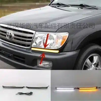 LED Daytime Running Lights for 1998-2007 Toyota Land Cruiser LC100 4500 4700 White/Amber Dual-Color Headlight Eyebrow DRL LED Daytime Running Lights for 1998-2007 Toyota Land Cruiser LC100 4500 4700 White/Amber Dual-Color Headlight Eyebrow DRL