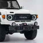 Retro Steel Front Bumper with Bull Bar and Winch Mount for Land Cruiser LC71 LC76 LC78 LC79, Matte Black