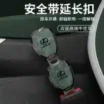 Zinc Alloy & Genuine Leather Seat Belt Extender Buckle Plug Replacement for Lexus LX700H LX600 LX570, 2-Pack