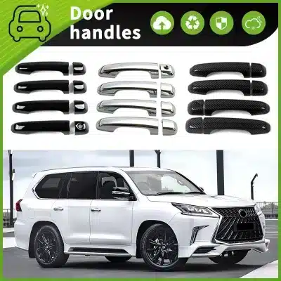 Gloss Black Exterior Door Handle Cover Trim for Lexus LX570 LX450 GX460 GX400, ABS Protective Decorative Stickers Set